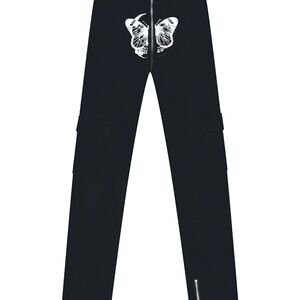 Black Pants with White Butterfly Design